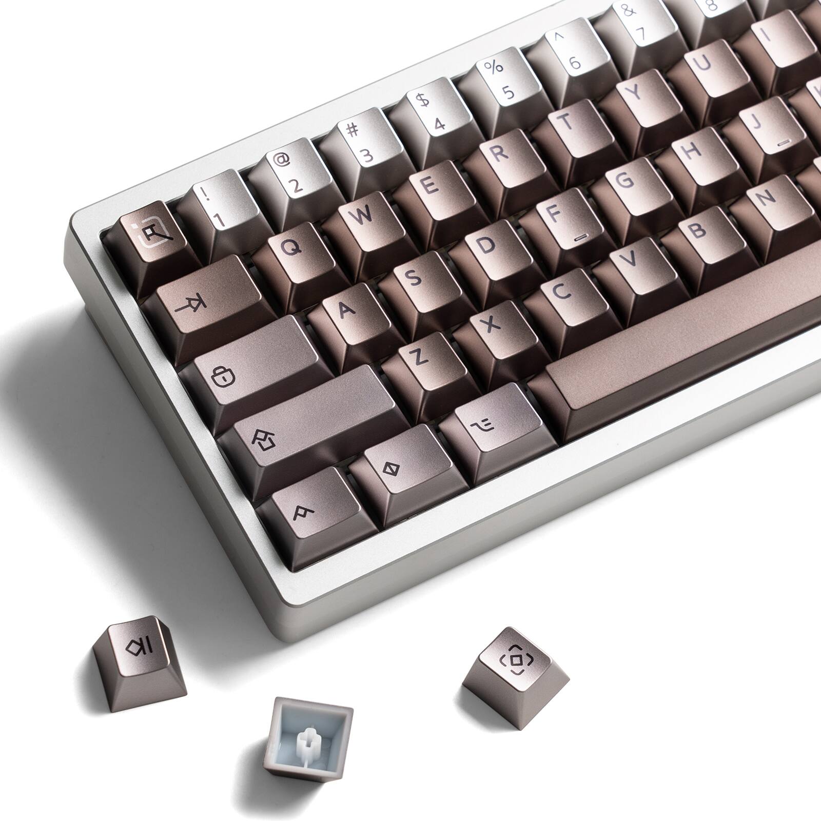 Front. Womier - Womier PBT Keycaps with Metal Paint, Cherry Profile for 61/64/66/68/75/84/87 MX Switches Mechanical Keyboards - Coffee.