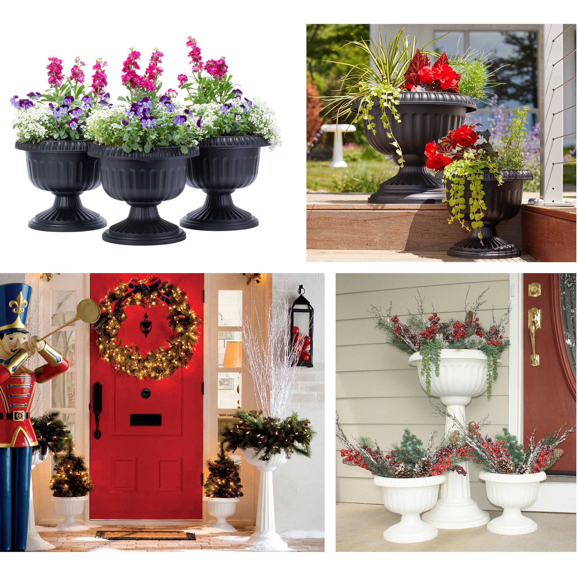 Alt View 5. Bloem - Black 12" - Grecian Urn Planter.