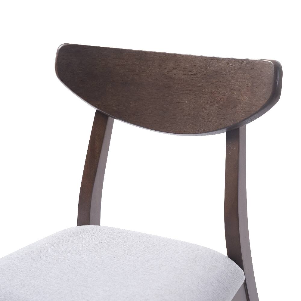 Alt View 9. Loheer - Loheer Set of 2 Scandinavian Dining Chairs Curved Wood Backrest Gray Fabric Seat Brown Finish Mid Century Accent Seating - Brown.