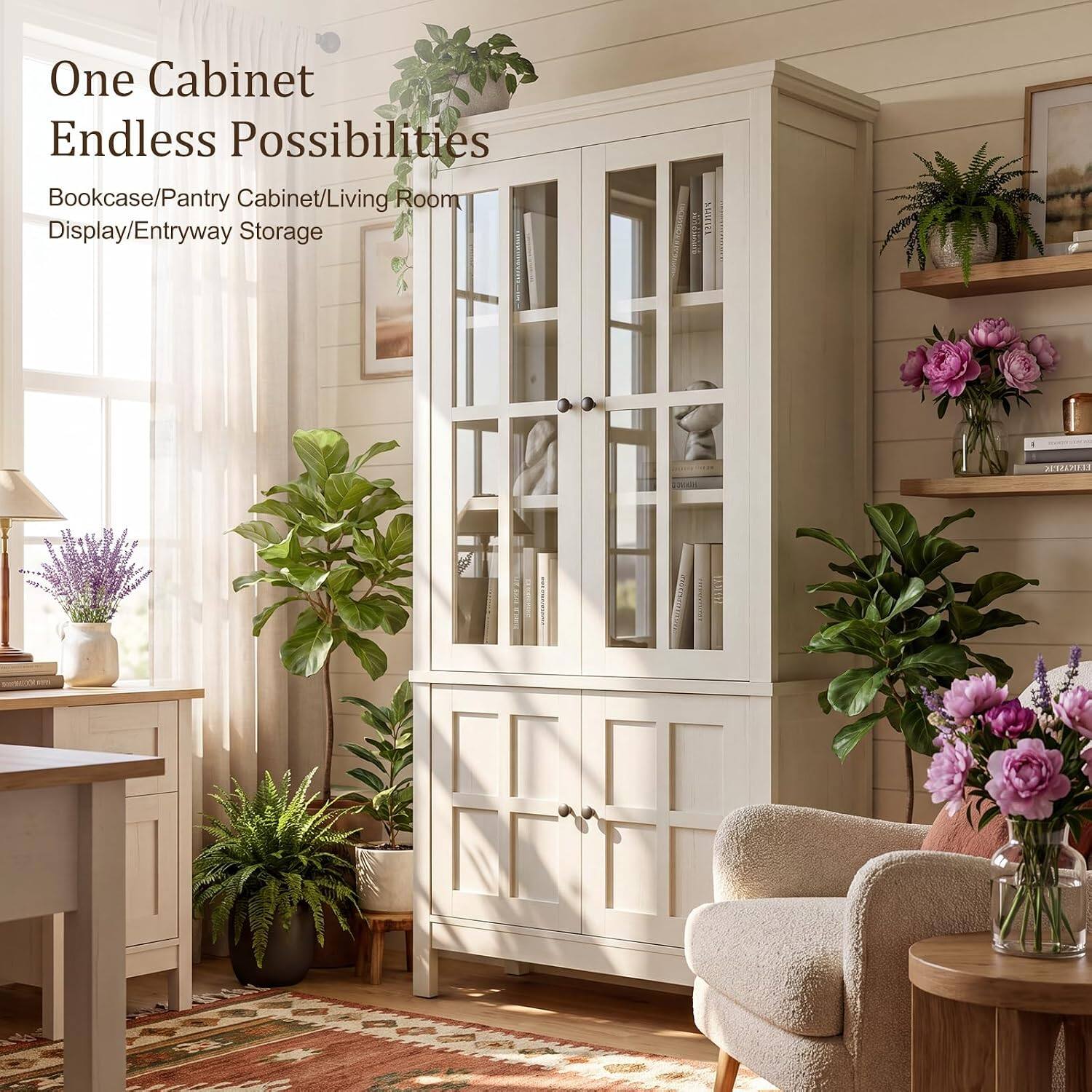 One Cabinet Endless Possibilities  
Bookcase/Pantry Cabinet/Living Room Display/Entryway Storage  
AU122E51