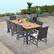Back. Costway - 9 PCS Patio Rattan Dining Set with Acacia Wood Table, Cushions, 1.9" Umbrella Hole - Mix Brown + Off White.