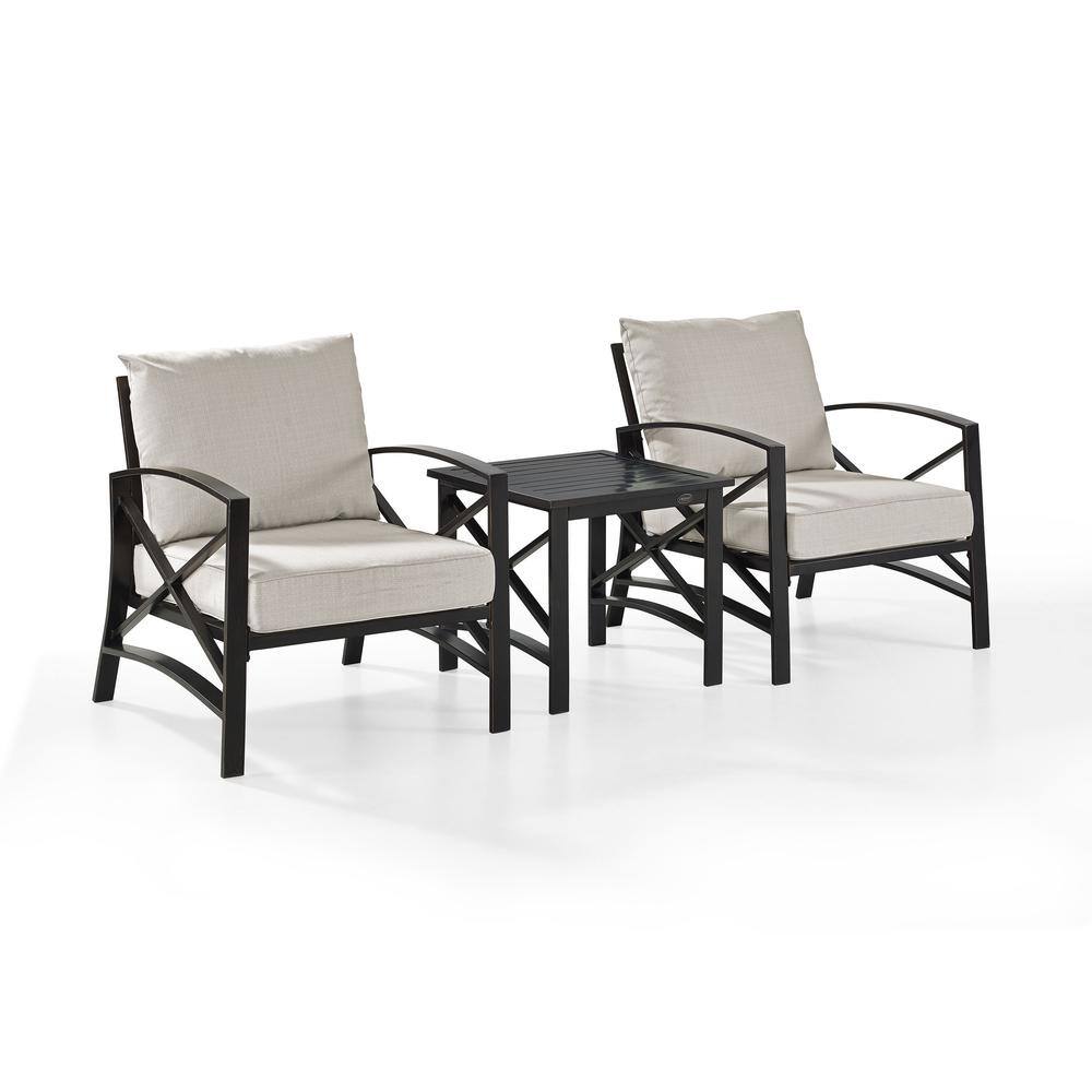 Alt View 1. Crosley Furniture - Kaplan 3Pc Outdoor Chair Set - Side Table & 2 Chairs - Oatmeal.