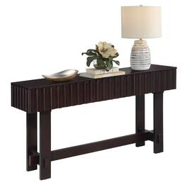 GOODSILO - Modern Farmhouse Fluted Console Table with Storage Drawers - Solid Wood Legs, Versatile Entryway Sofa Table - Espresso