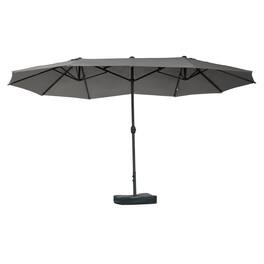 Outsunny - Large Patio Umbrella with Base Included, 15' Steel Rectangular Double Sided Outdoor Umbrella - Dark Grey/Charcoal grey