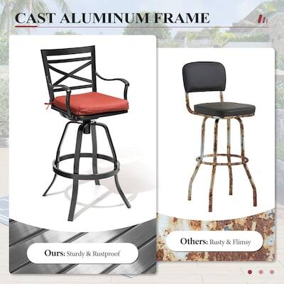 CAST ALUMINUM FRAME

Ours: Sturdy & Rustproof

Others: Rusty & Flimsy