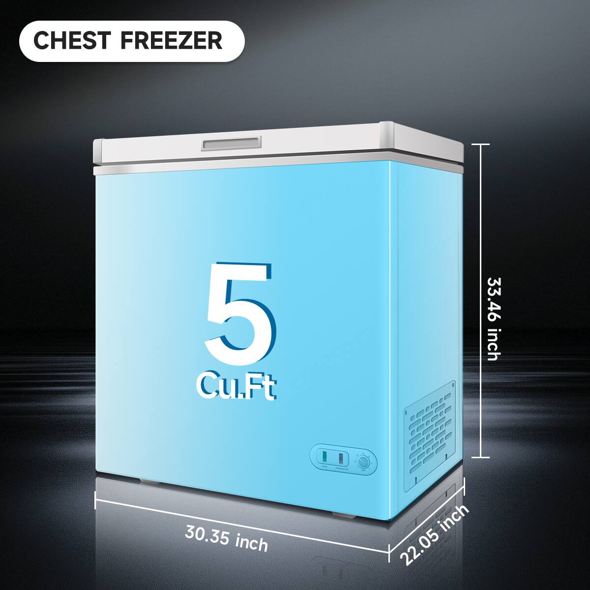 Chest Freezer 5 Cu.Ft  
33.46 inch  
30.35 inch  
22.05 inch