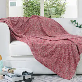 Cheer Collection - Ultra Soft Knit Throw Blanket with Fringe Edges Lightweight and Cozy 50 x 60 Inches - Burgundy