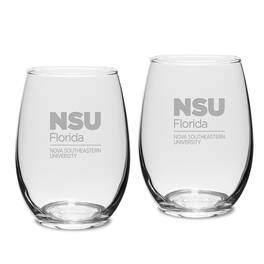 Jardine - Nova Southeastern Sharks 15oz. 2-Piece Stemless Wine Glass Set - Multicolor