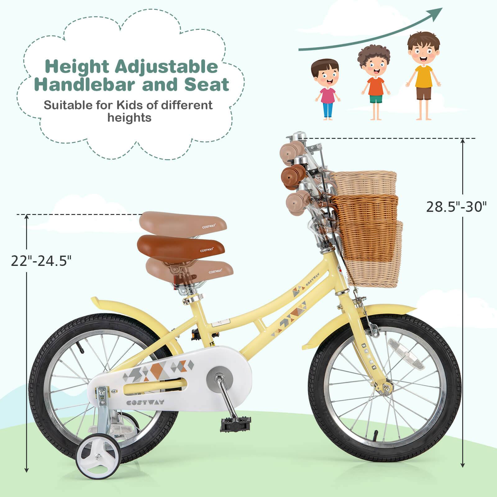 Height Adjustable Handlebar and Seat  
Suitable for Kids of different heights  

22"-24.5"  
28.5"-30"