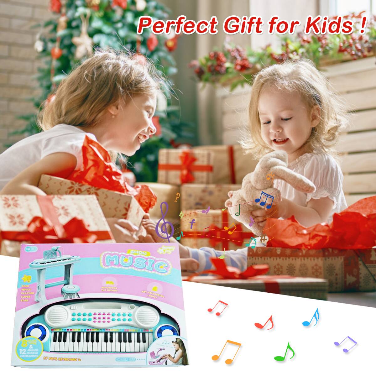 Perfect Gift for Kids! Music - Sing Along - Record & Playback - Super Fun & Easy to Use - 12 Music Notes & Record Retro Style!