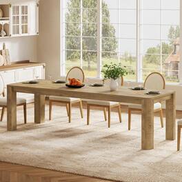 Tribesigns - Farmhouse Dining Table with Engineered Wood Construction and Rounded Edges for Dining Room and Kitchen - Light Brown