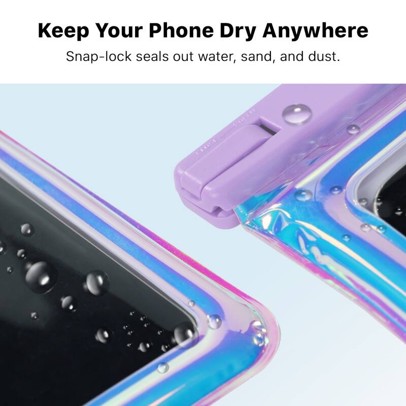 Keep Your Phone Dry Anywhere
Snap-lock seals out water, sand, and dust.