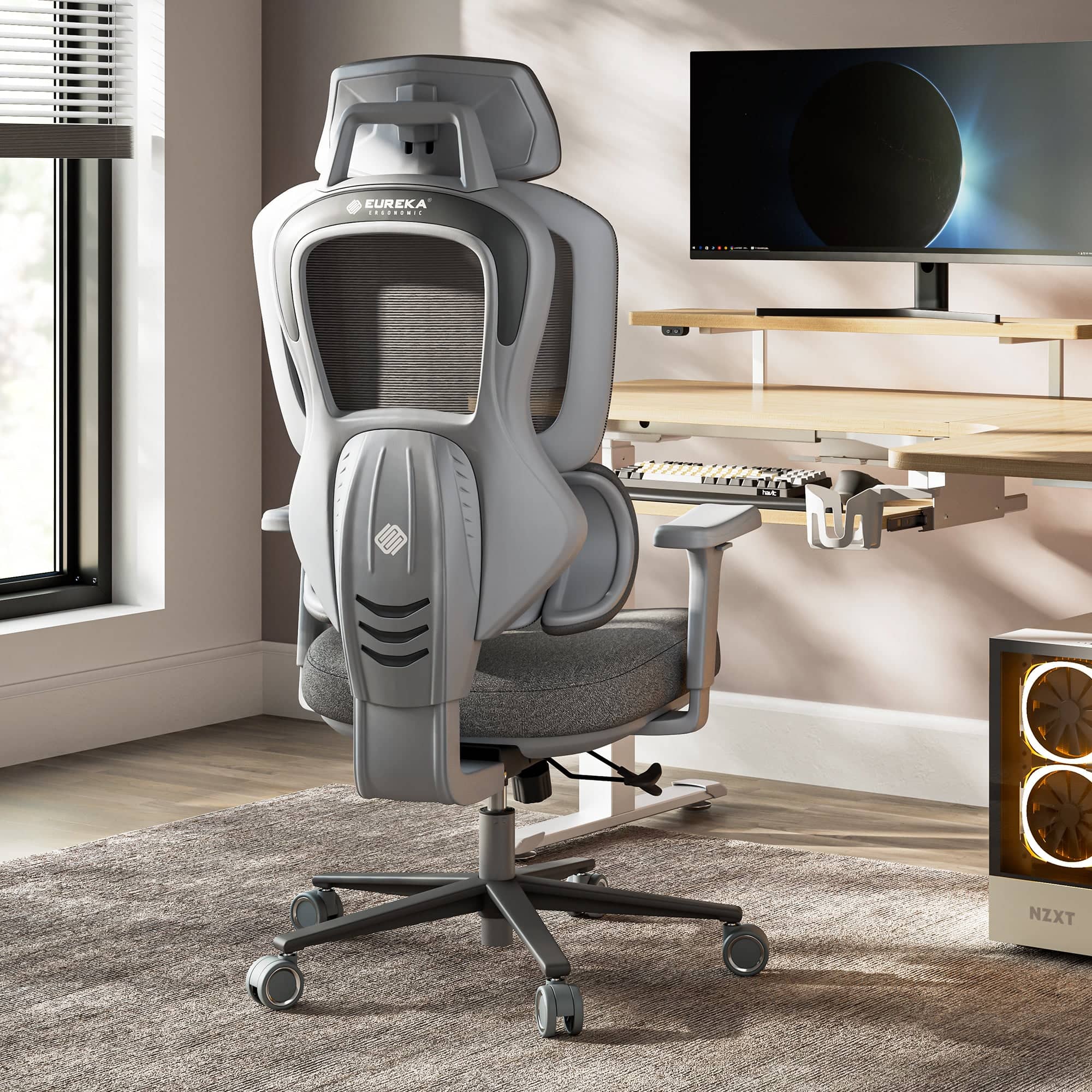 Eureka Ergonomic - Ergonomic Gaming Chair with Adjustable Armrest Headrest & Lumbar Support - Gray