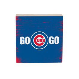 Evergreen Enterprises - Chicago Cubs 6" Square Fan Chant Wood Block Shelf Sign - Multicolor