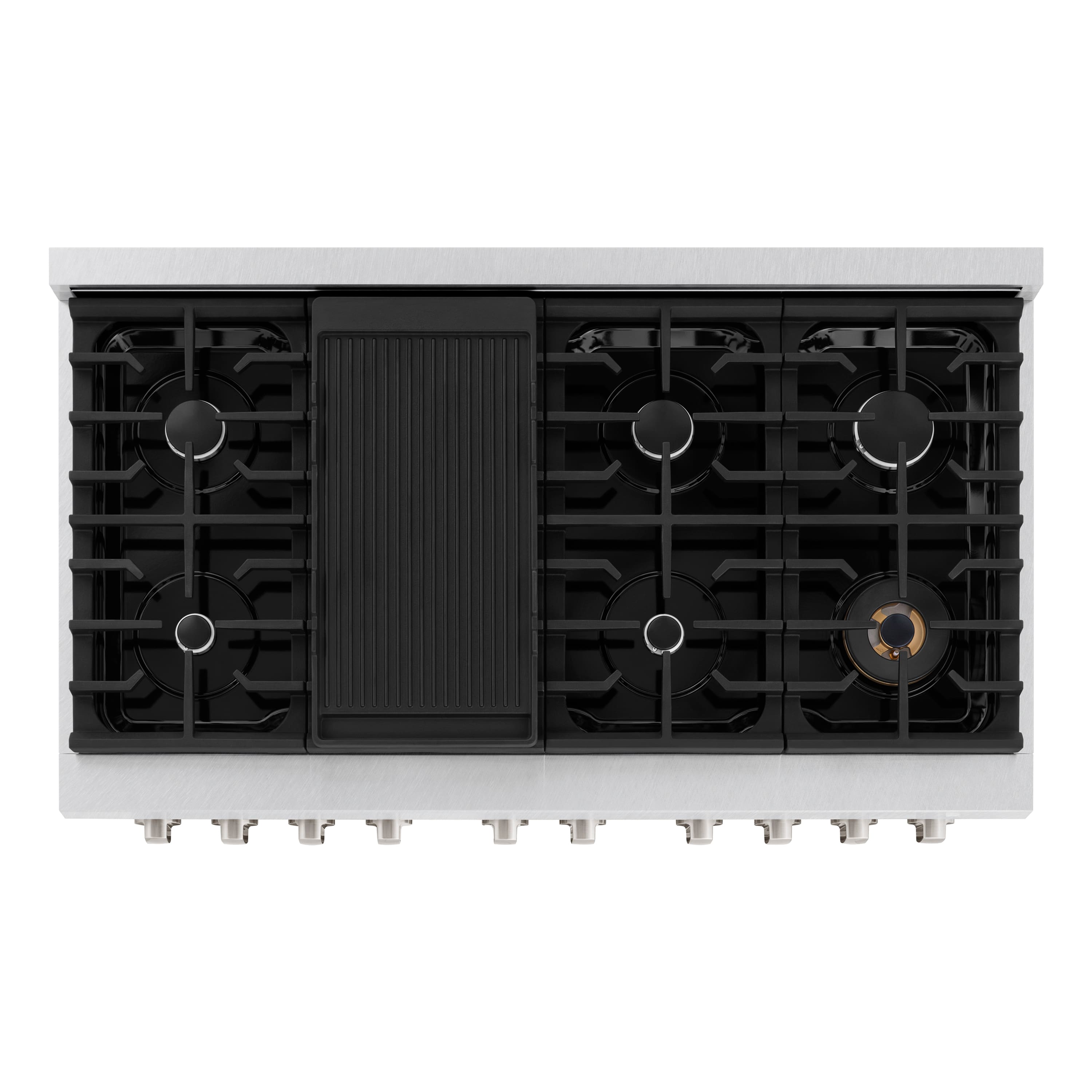 Alt View 1. ZLINE - ZLINE 48 in. Paramount Dual Fuel Range with 8 Burners (SDRS-WM-48) - Satin Steel/Black Matte.