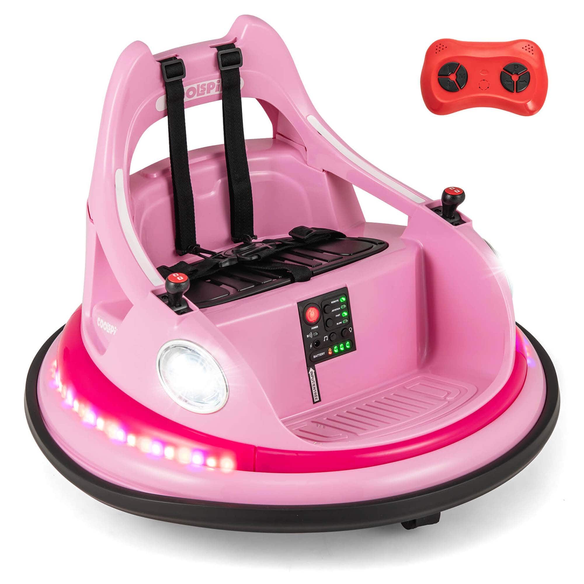 Costway - 12V Kids Electric Ride On Bumper Car Battery Powered Bumper Car with Remote Control - Pink price history on PriceWatchPro