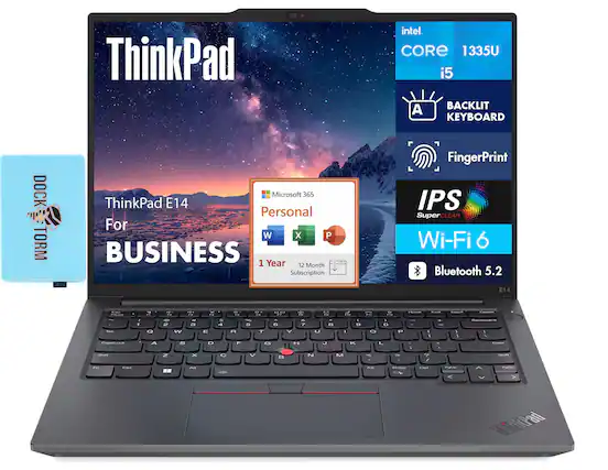 ThinkPad Intel CORE i5 1335U
BACKLIT KEYBOARD
DOCK TORM
Microsoft 365 Personal
ThinkPad E14 For BUSINESS
1 Year 12 Month Subscription
FingerPrint
IPS SuperCLEAR
Wi-Fi 6
Bluetooth 5.2