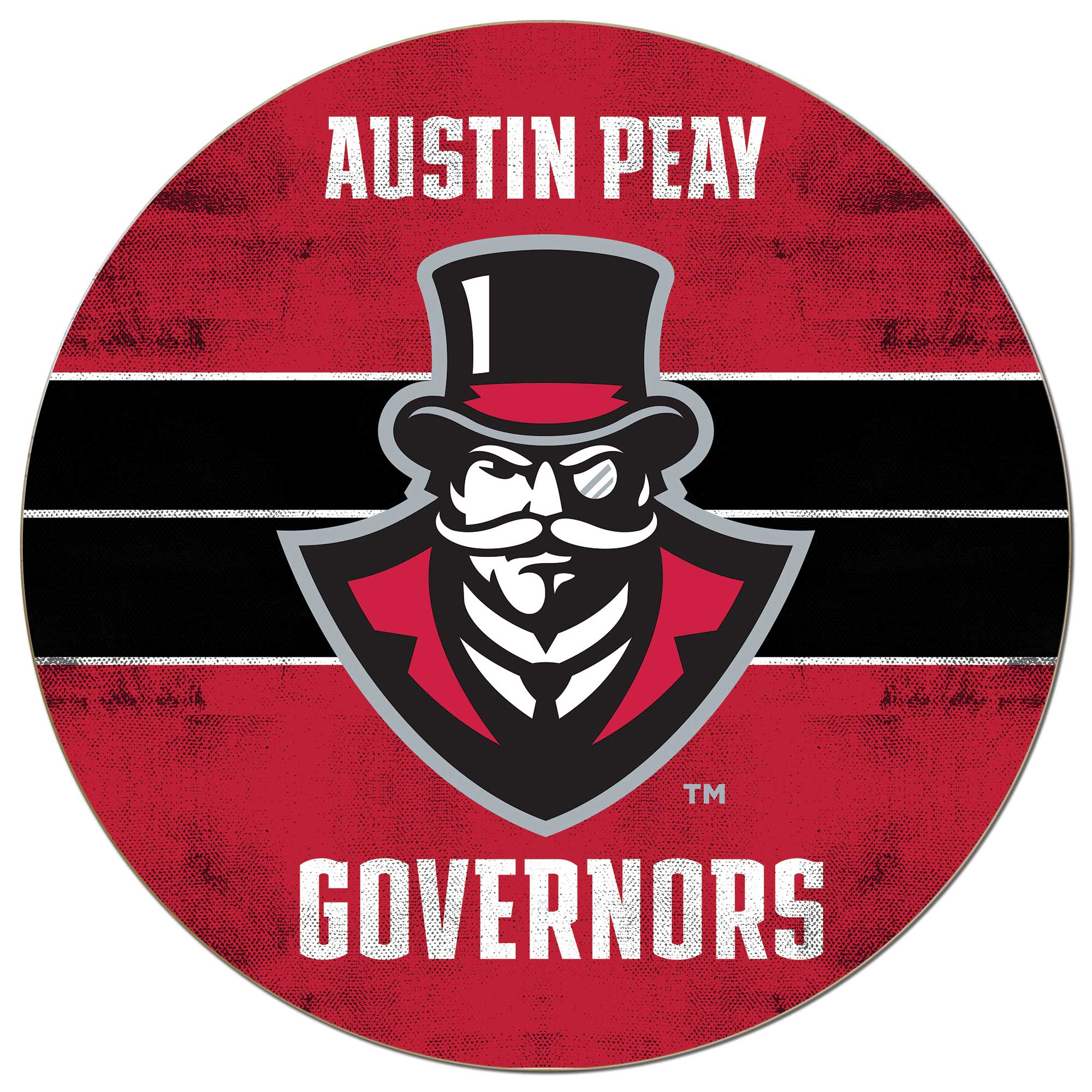 Jardine - Austin Peay State Governors 20'' x 20'' Retro Logo Circle Sign - Red