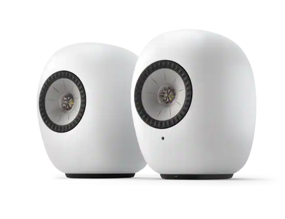 Front. KEF - KEF LS LUXE Mineral White (Pair) - Mineral White.