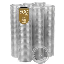 Eco Harmony Products - Cold Cup, Flat Lid for 32oz Cup (PET), 107mm, 500-Pack - Clear