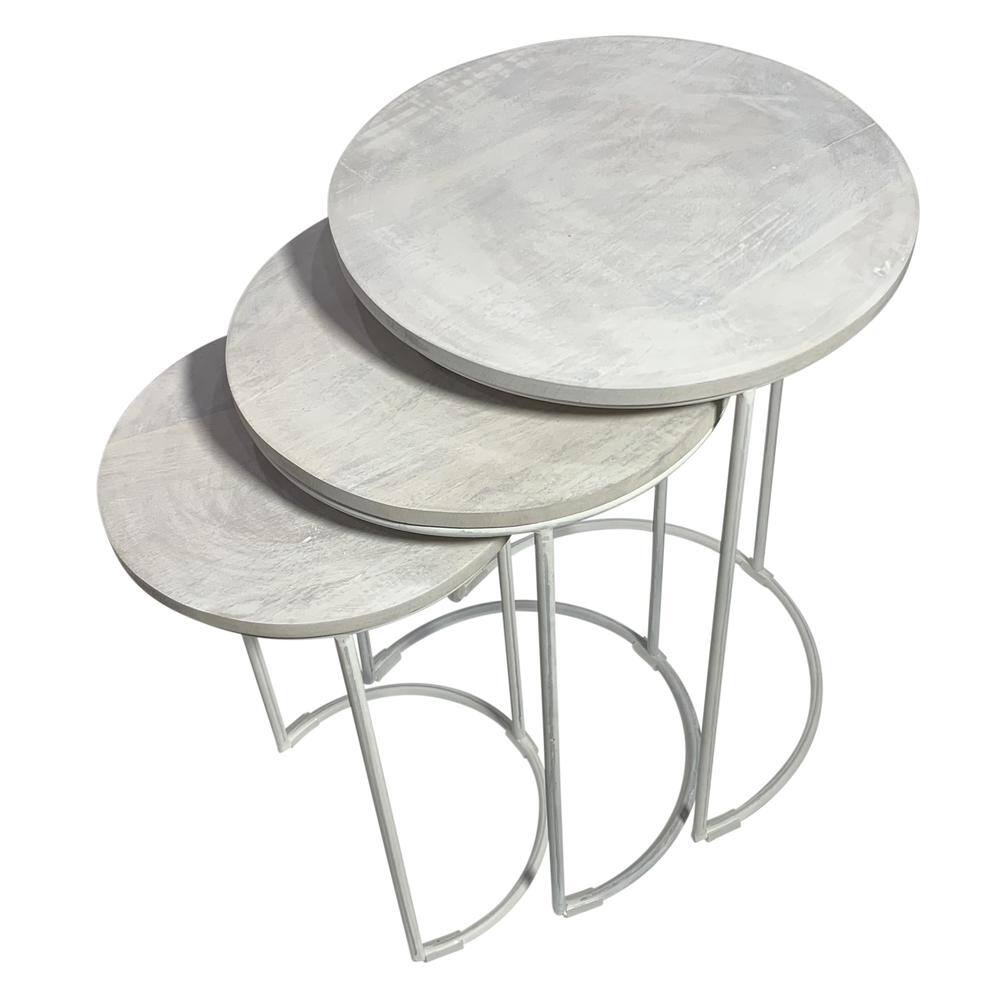 Angle. Carolina Chair & Table - Mackintosh Round Nesting Tables - Whitewash - Whitewash.