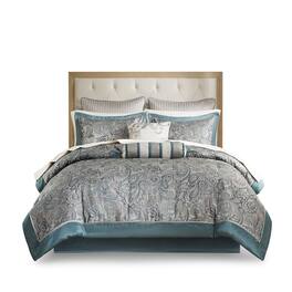 Gracie Mills - Thornton Supreme Comfort: 12-Piece Comforter Ensemble with Cotton Bed Sheets - Teal
