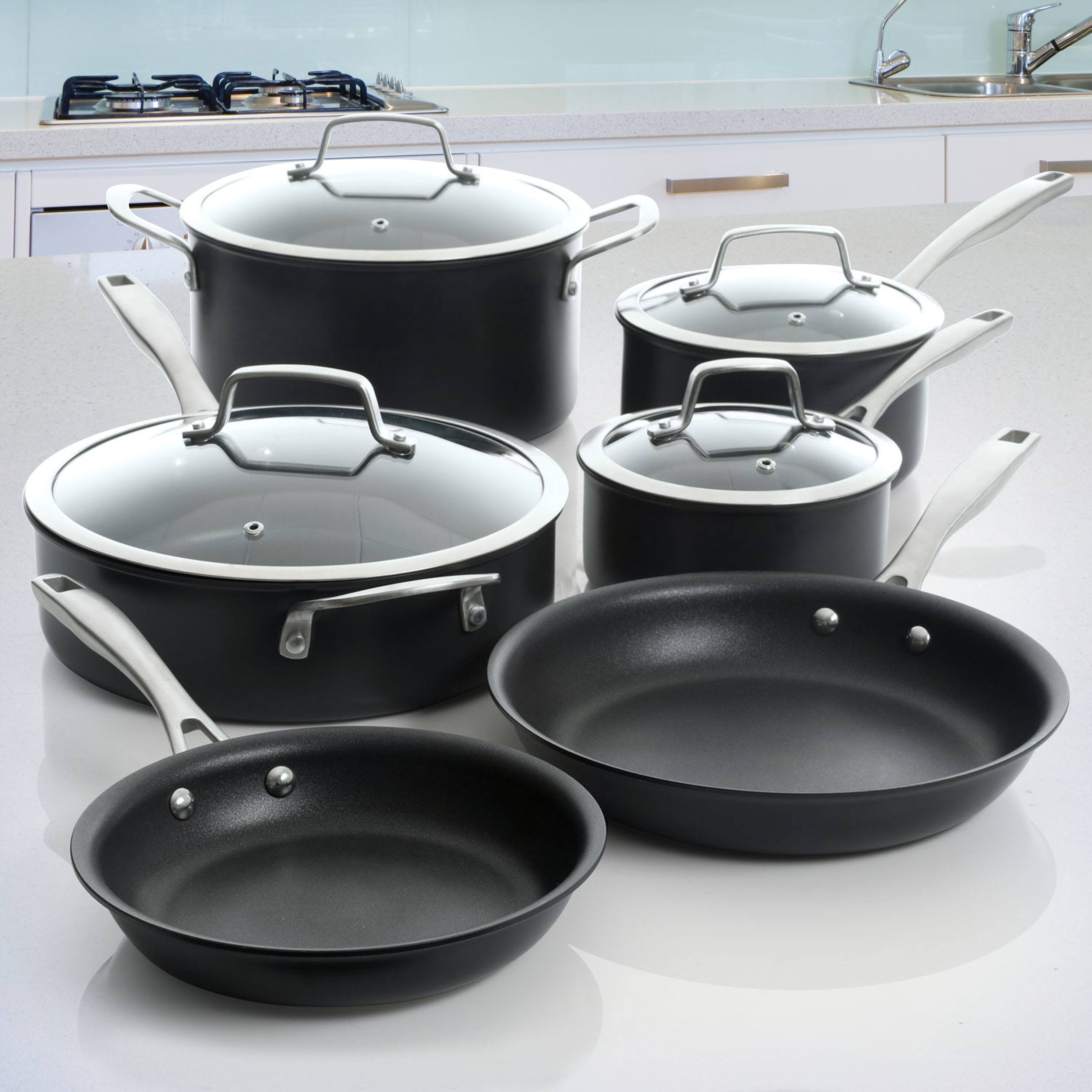 Alt View 9. Kenmore - Kenmore Pro Arbor Heights 10 Piece Nonstick Aluminum Cookware Set in Black - Black.