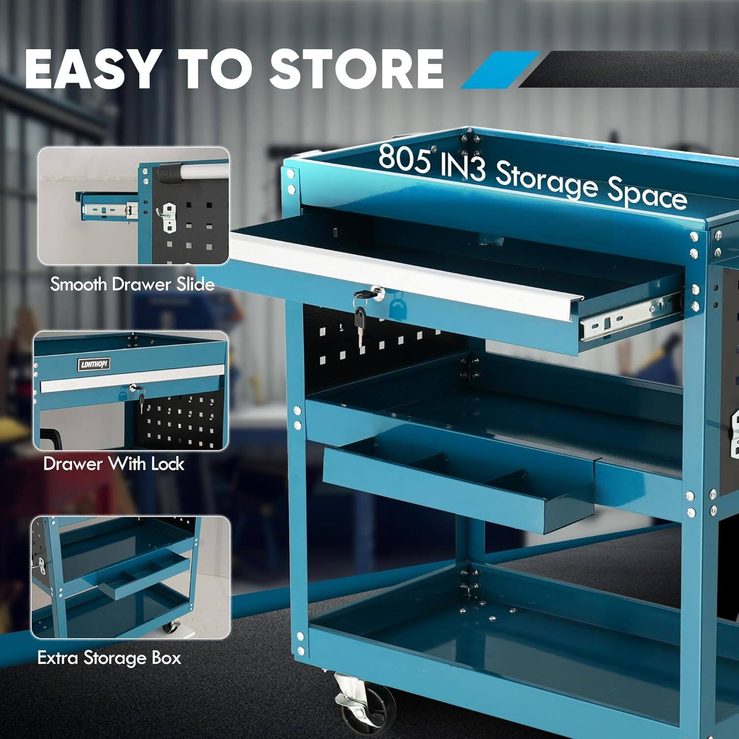 EASY TO STORE 805 IN3 Storage Space Smooth Drawer Slide Drawer With Lock Extra Storage Box