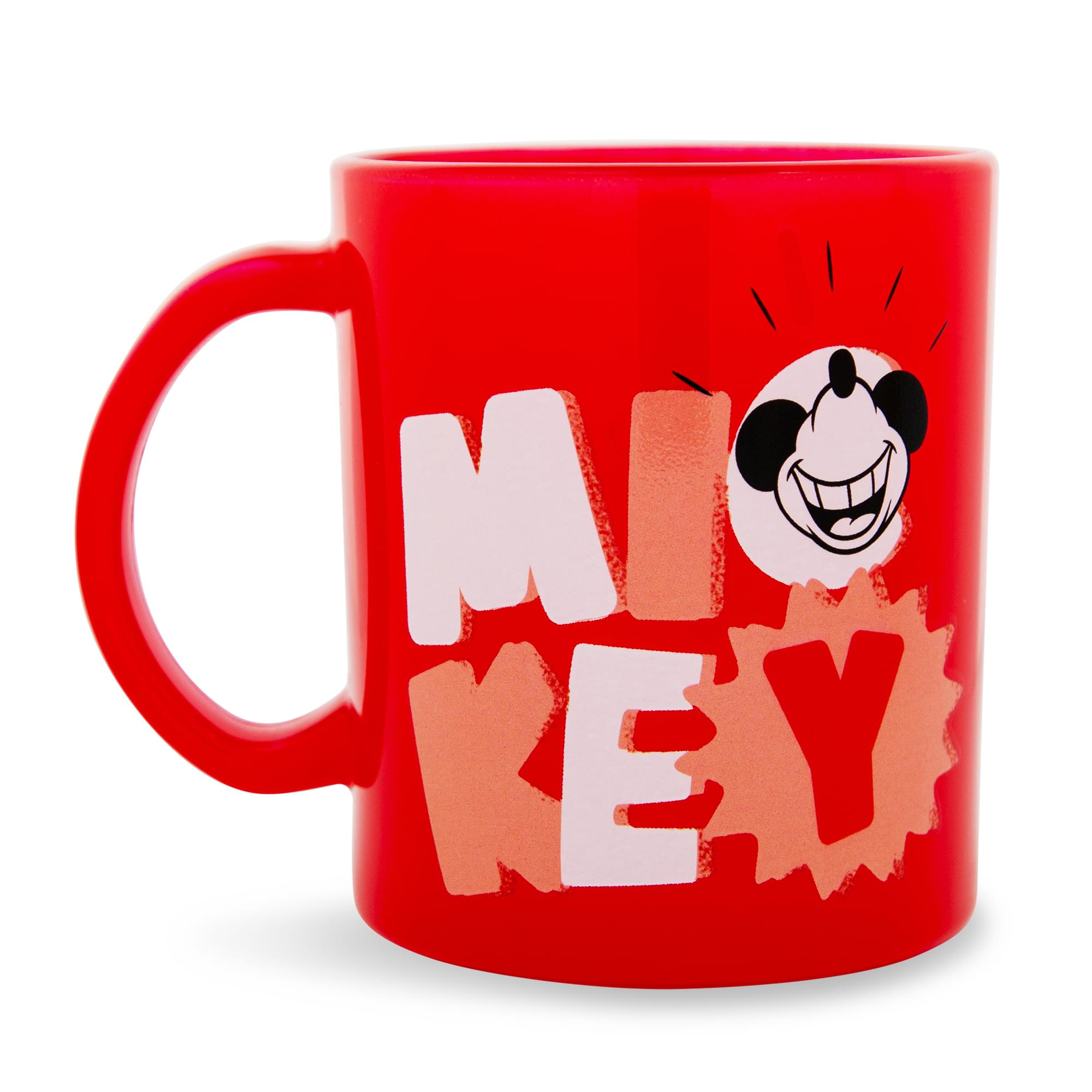 Silver Buffalo - Disney Mickey Mouse Thumbs-Up Glass Coffee Mug | Holds 18 Ounces - Red