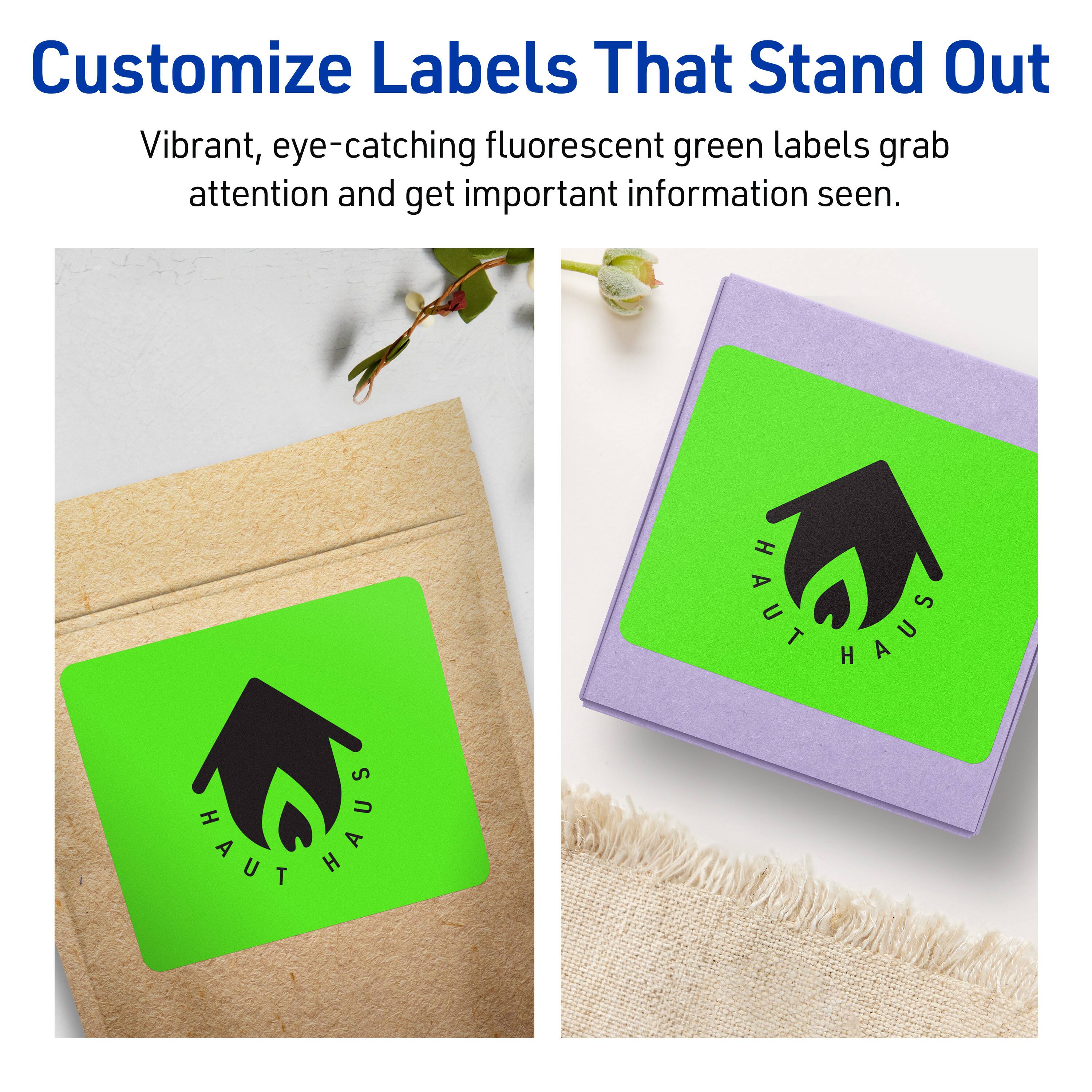 Customize Labels That Stand Out

Vibrant, eye-catching fluorescent green labels grab attention and get important information seen.

HAUT HAUS HAUT HAUS