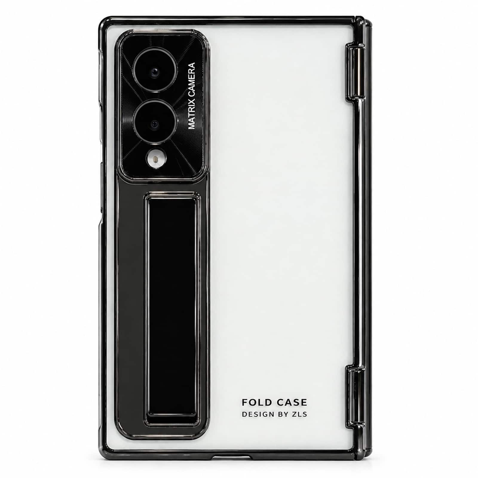 Dteck - Plating Build in Tempered Glass Screen Cover for Samsung Galaxy Z Fold 8, Shockproof Kickstand Hard PC Clear Back Cover - Black price history on PriceWatchPro