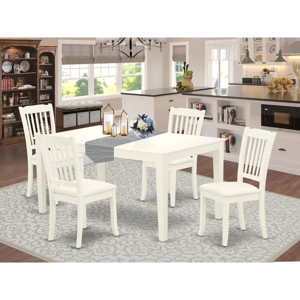 Left. East West Furniture - Dining Room Set Linen White - Brown.
