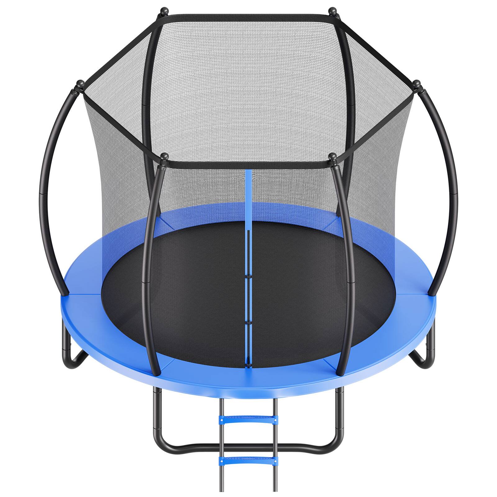Alt View 5. VEVOR - Outdoor Trampoline, 8FT Recreational Trampoline, ASTM Approved Trampolines with Enclosure Net & Thickened Pad - Blue,Black.