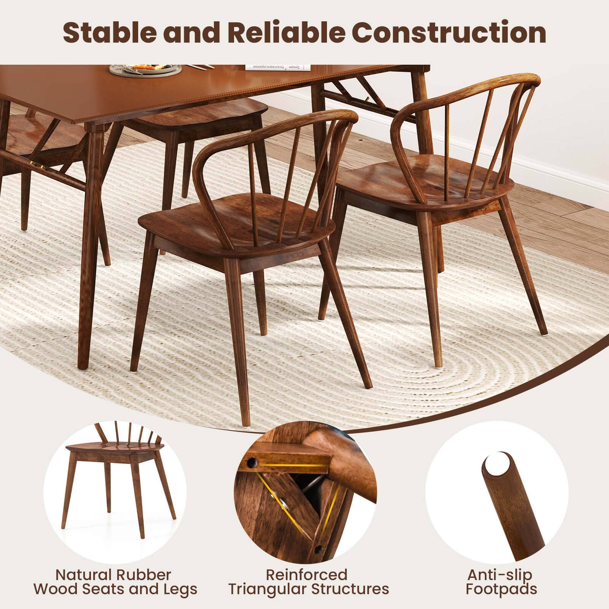 Stable and Reliable Construction

- Natural Rubber Wood Seats and Legs
- Reinforced Triangular Structures
- Anti-slip Footpads