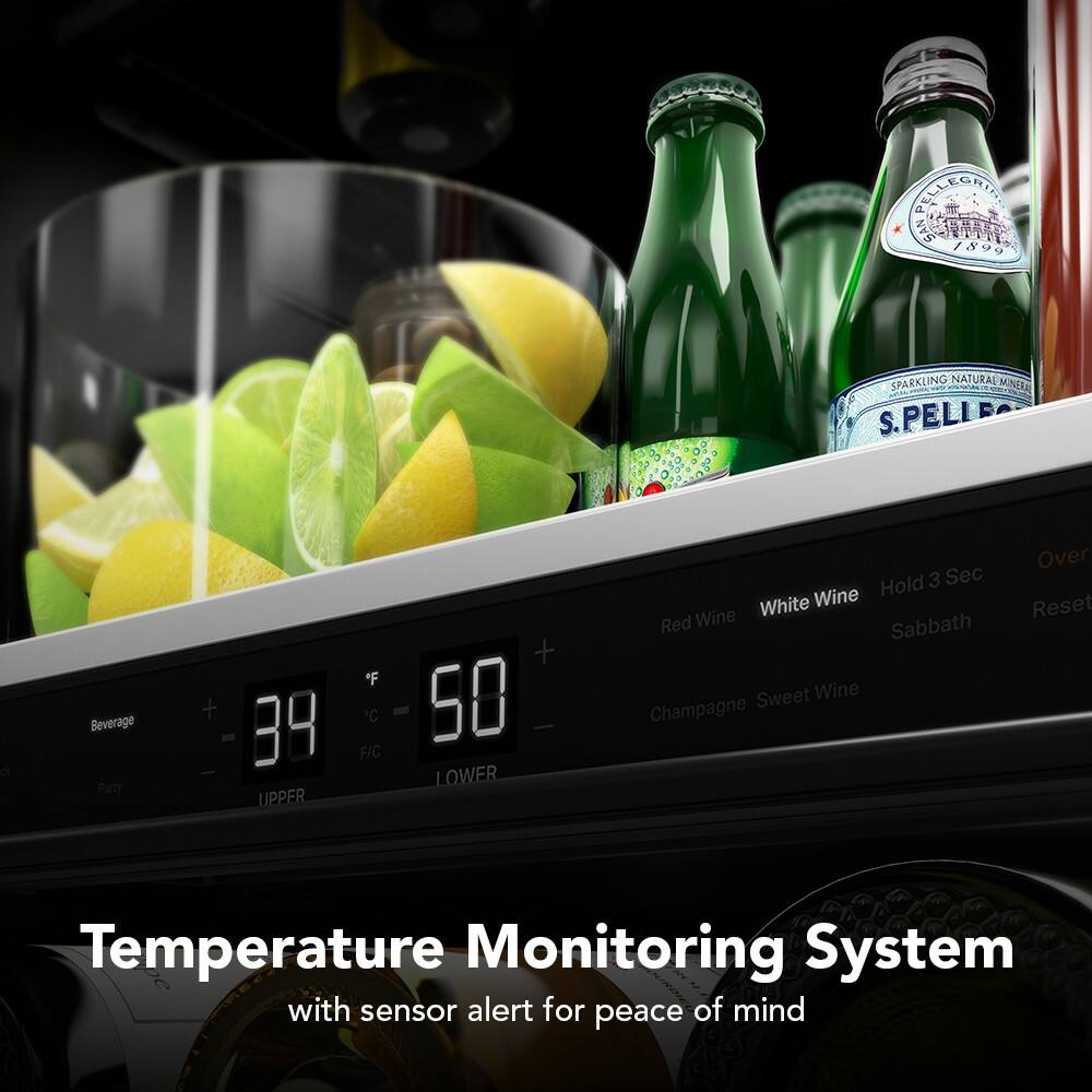 PELL ONA SAN 1899 SPARKLING NATURAL MINE S.PELI di Beverage Party + 39 UPPER *F C F/C + 58 LOWER Hold 3 Sec White Wine Red Wine Sabbath Sweet Wine Champagne Over Reset Temperature Monitoring System with sensor alert for peace of mind