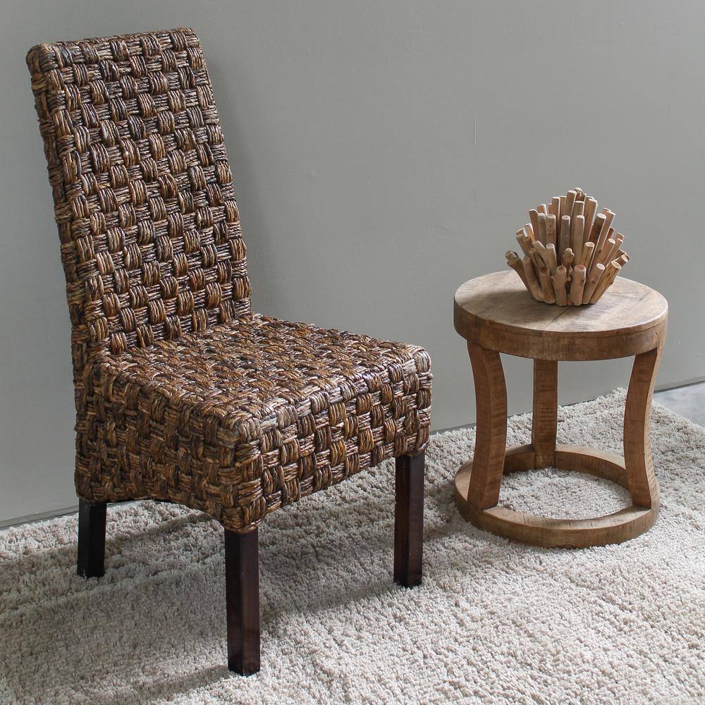 Angle. International Caravan - International Caravan Victor Woven Abaca Dining Chair - Brown.