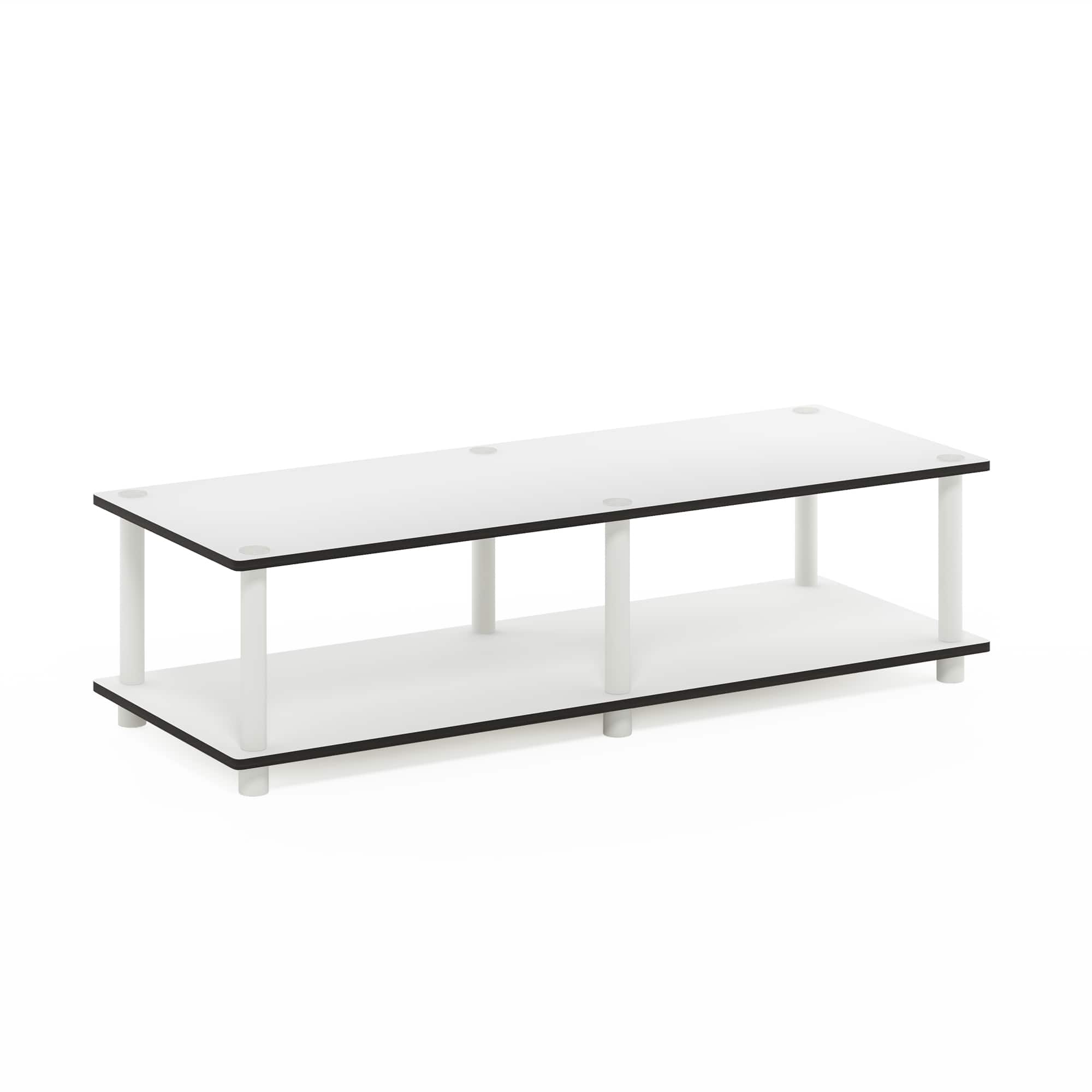 Front. Furinno - Just No Tools Wide TV Stand, Tube - White/White.