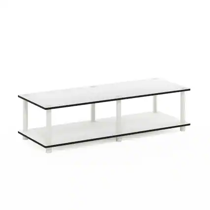 Front. Furinno - Just No Tools Wide TV Stand, Tube - White/White.