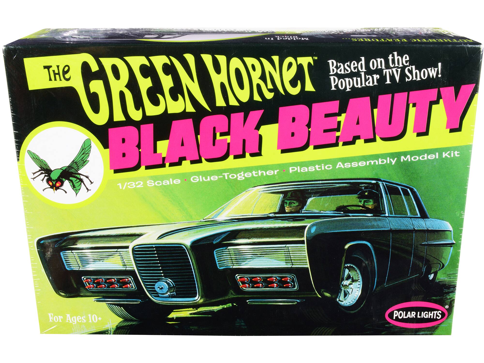 The Green Hornet  
Black Beauty  
Based on the Popular TV Show!  
1/32 Scale  
Glue-Together Plastic Assembly Model Kit  
For Ages 10+  
Polar Lights