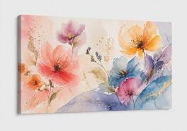 FC Design - Large Canvas 24x36" Colorful Floral Abstract Watercolor Bloom Art Painting Home Wall Décor - MultiColor