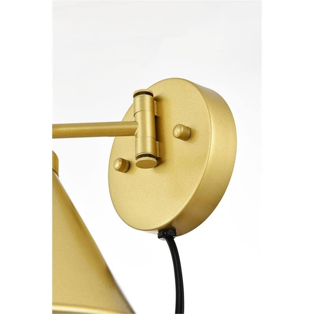 Alt View 1. Living District - Jair 1-Light Metal Plug-in Wall Sconce - Brass - Brass.