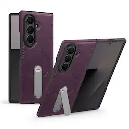 Dteck - Magnetic Case for Samsung Galaxy Z Fold8 Ultra Shockproof PU Leather Slim Kickstand Cover - Purple