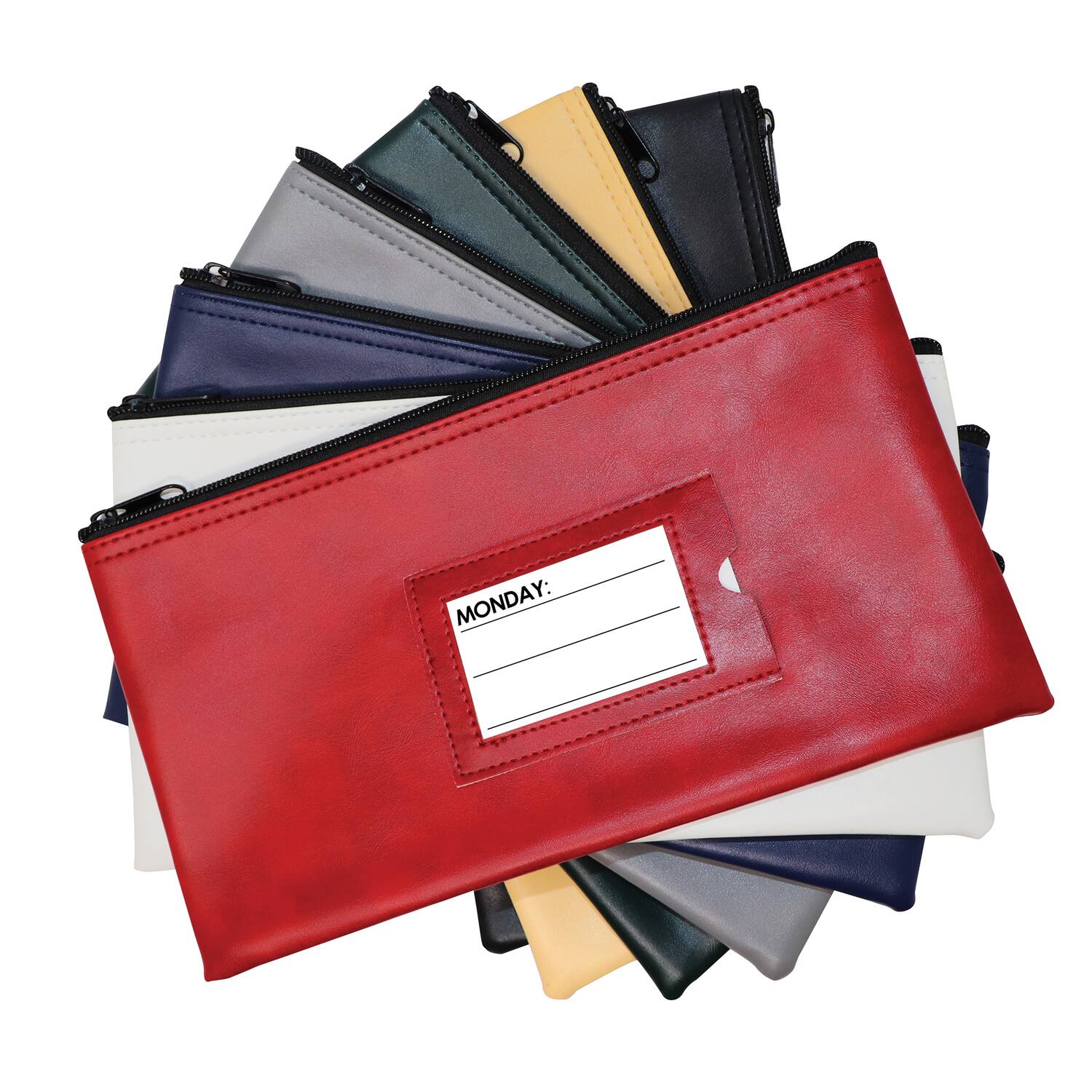 Angle. Nadex Coins - 7-Day Pack of Zippered Bank Deposit Cash and Coin Bags with Card Window.