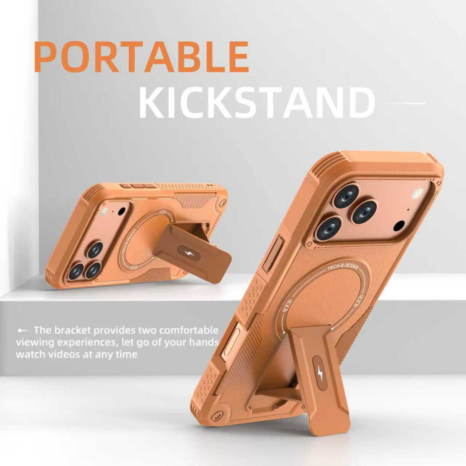 PORTABLE KICKSTAND

TECHA DESIGN

The bracket provides two comfortable viewing experiences, let go of your hands watch videos at any time