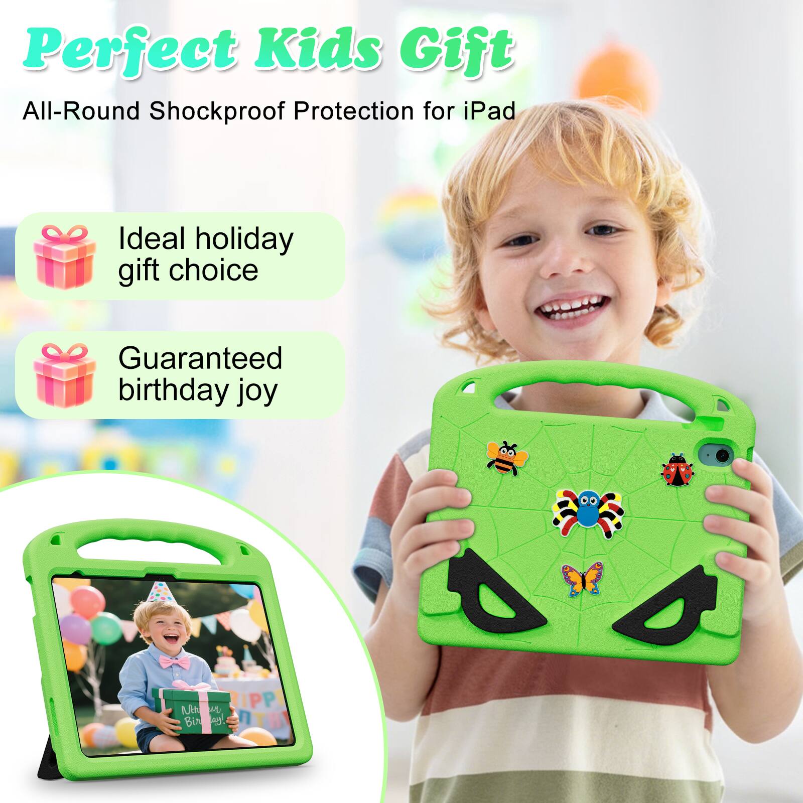 Perfect Kids Gift All-Round Shockproof Protection for iPad

Ideal holiday gift choice

Guaranteed birthday joy