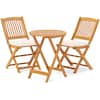 Front. Costway - 3 PCS Acacia Wood Patio Bistro Set Folding Table & Chairs Set with Cushions - Natural,Beige.