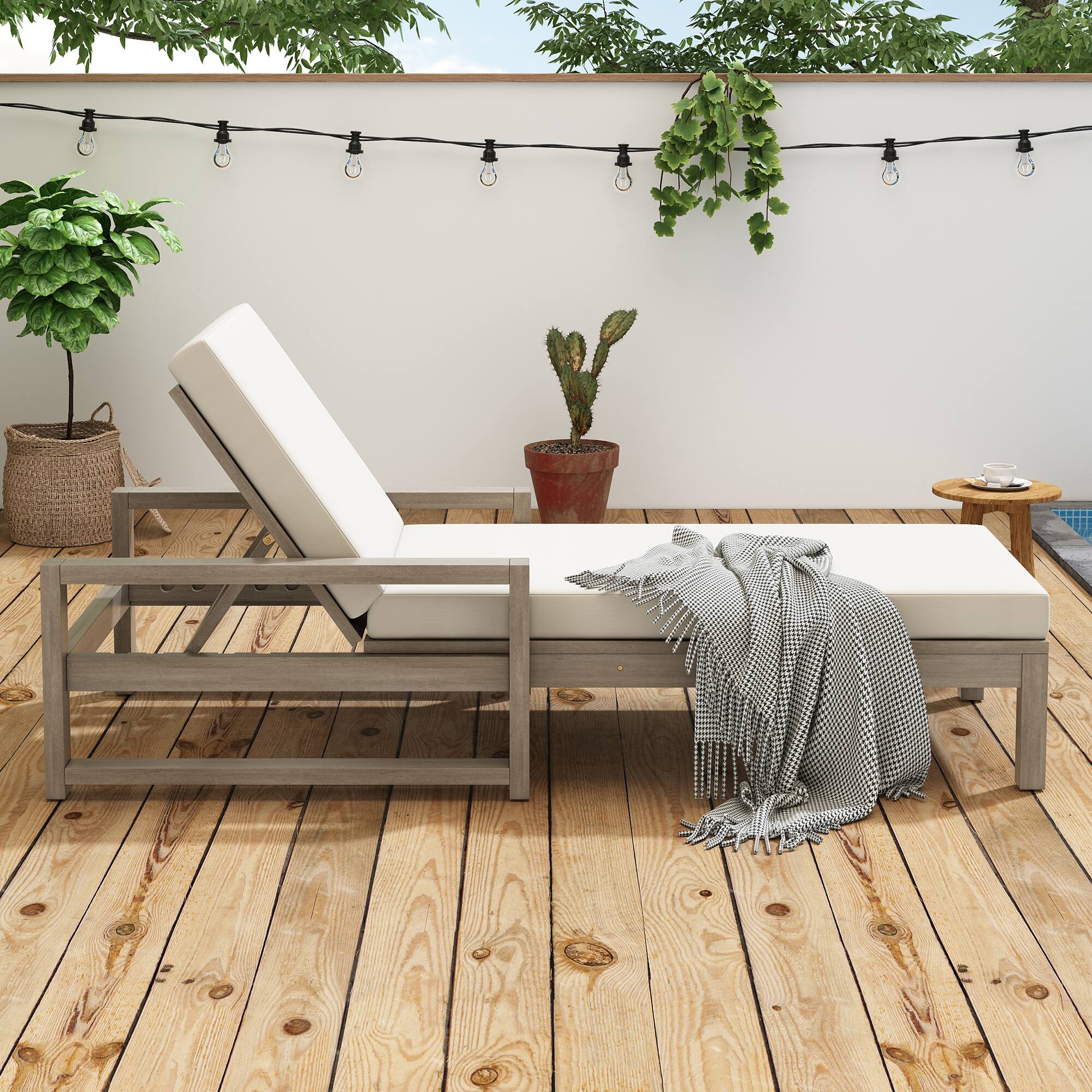 Alt View 2. Meqiodas - Outdoor Lounge Chairs, 5-Position Chaise Lounge Outdoor, Patio Chaise Lounge with Cushion & Adjustable Backrest - Gray.