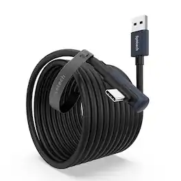 Syntech - VR Link Cable 10 FT Compatible with Oculus/Meta Quest 3/3S, and PC/SteamVR, USB 3.0 to USB C Cable for VR Headset, White - Black