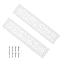 Unique Bargains - 14"x3" Door Air Vent Cover, 2pcs Heavy Duty Aluminum Alloy Grille Louvered with Mounting Screws for Cabinet Wardrobe - White