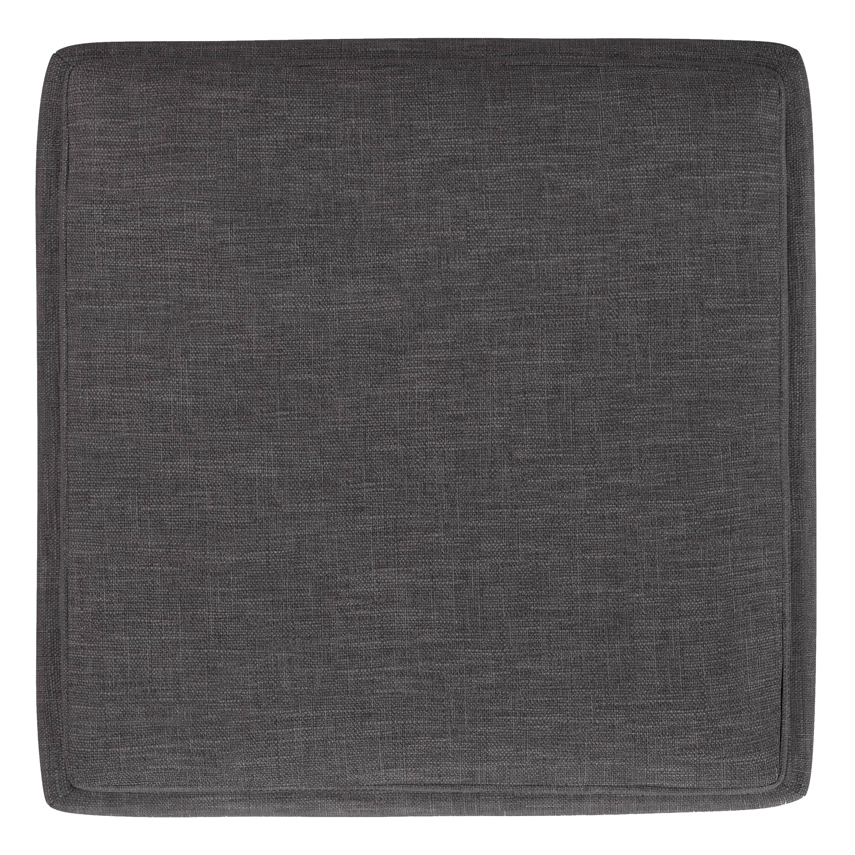 Back. Simpli Home - Natasha 18 inch Wide Mid Century Square Mid Century Storage Ottoman with Tray in Slate Grey Polyester Linen, Assembled - Slate Grey.